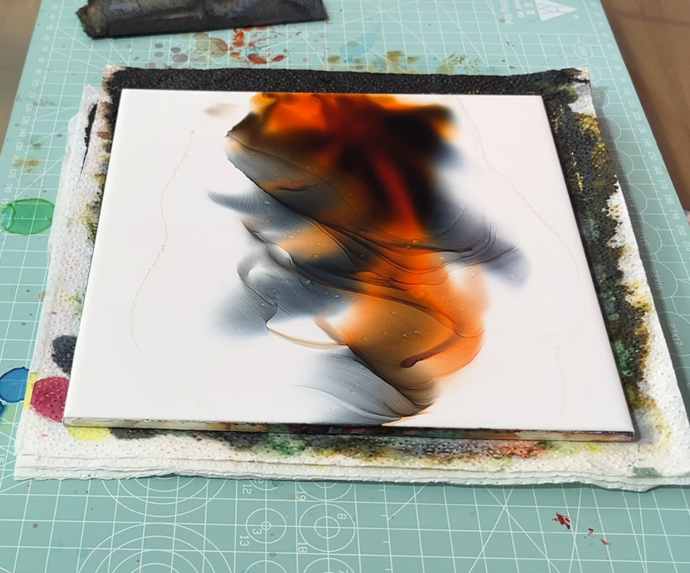 Developing layered ink structure showcasing non-reproducible boundaries, compression lines, and color deposition by VHacademy