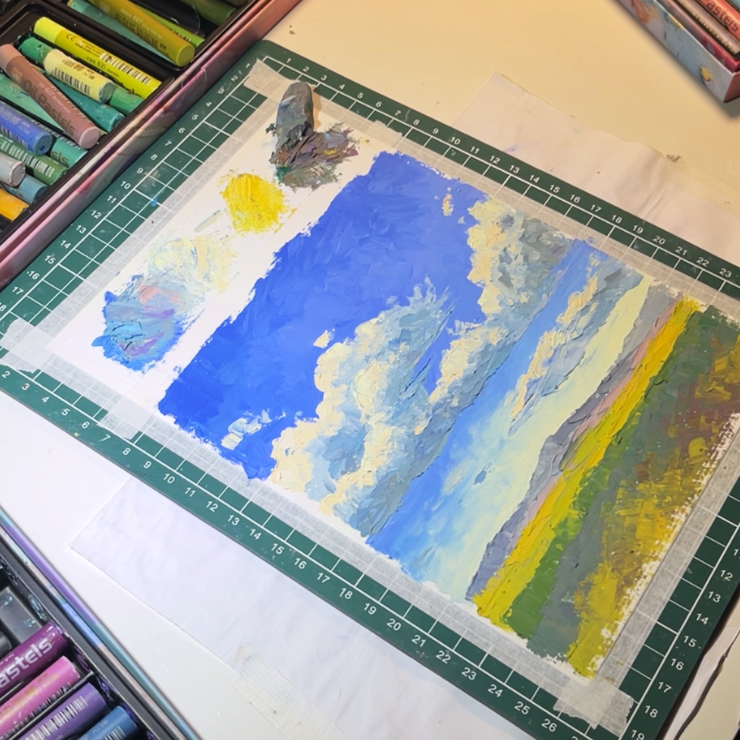 Textured sky artwork illustrating localized adjustments and irreversible solid oil-based formation by VHacademy