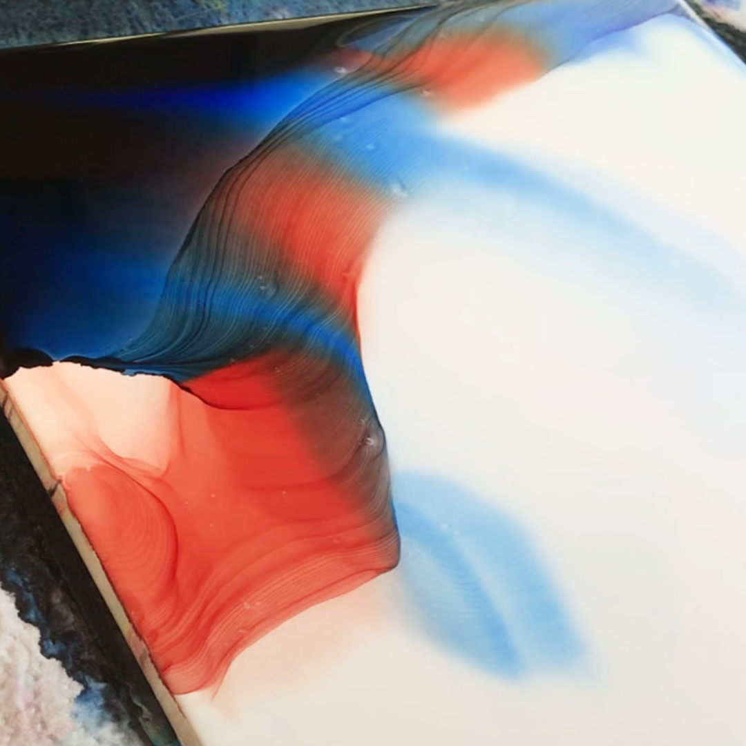 Multi-colored volatile ink layer expansion showing boundary gradient responses to environmental research variables by VHacademy